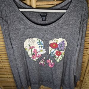 Torrid Size 4 Peace Heart Long Sleeve Shirt